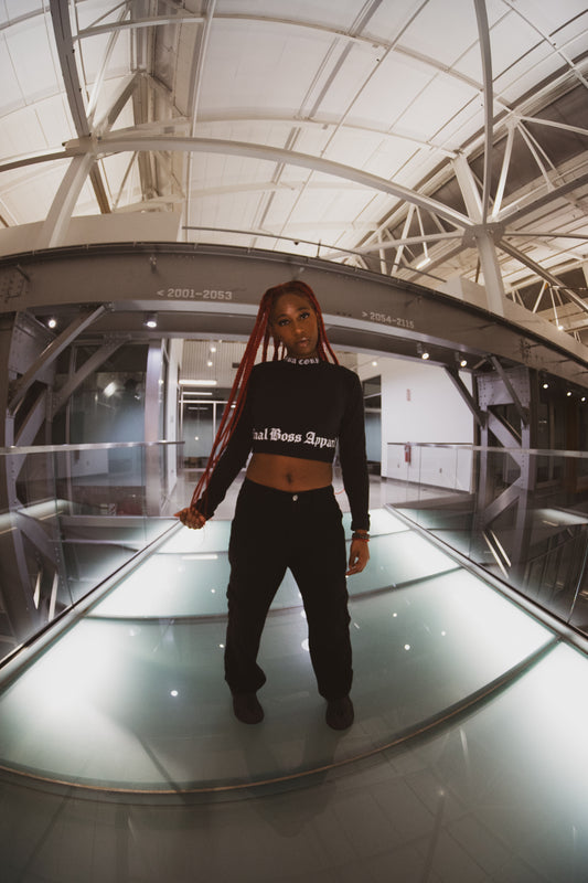 "BLVCK ANGEL" Mock Neck Crop Top